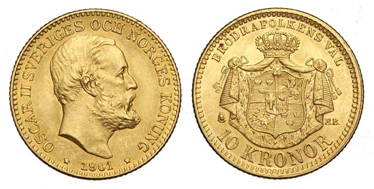 Sweden - Oscar II - 10 Kronor 1901 ... 