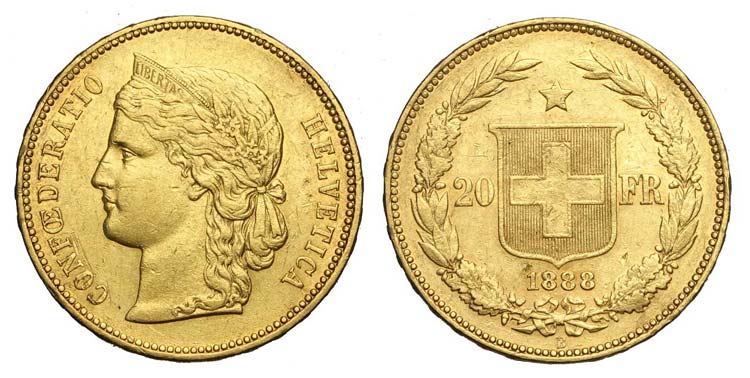 Switzerland - 20 Francs 1888 - ... 