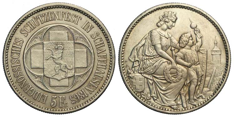 Switzerland - 5 Francs 1865 - Ag ... 