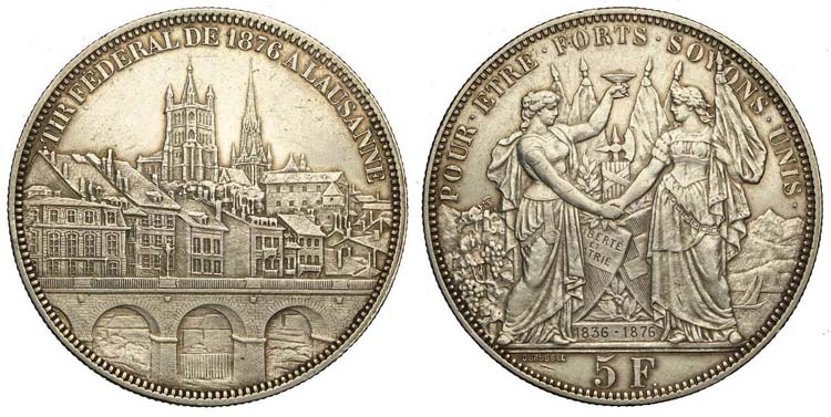 Switzerland - 5 Francs 1876 - Ag ... 