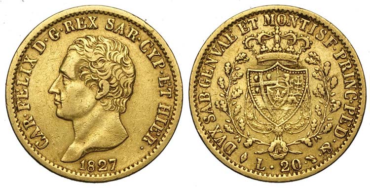 Savoia - Carlo Felice - 20 Lire ... 