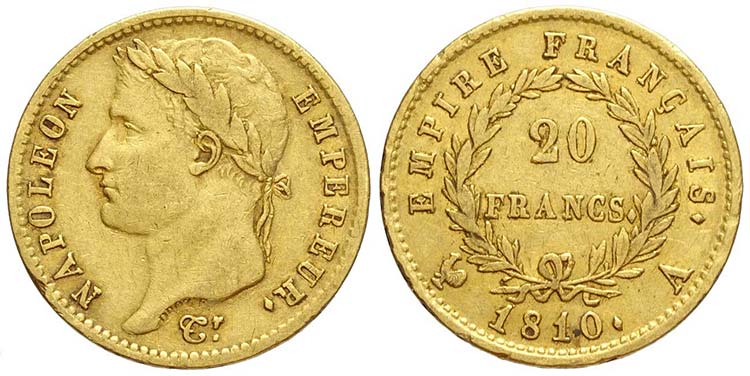 France, Napoleon I, 20 Francs 1810 ... 