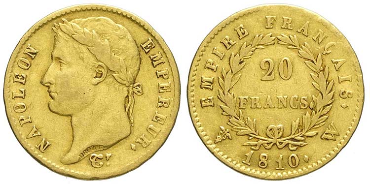 France, Napoleon I, 20 Francs 1810 ... 
