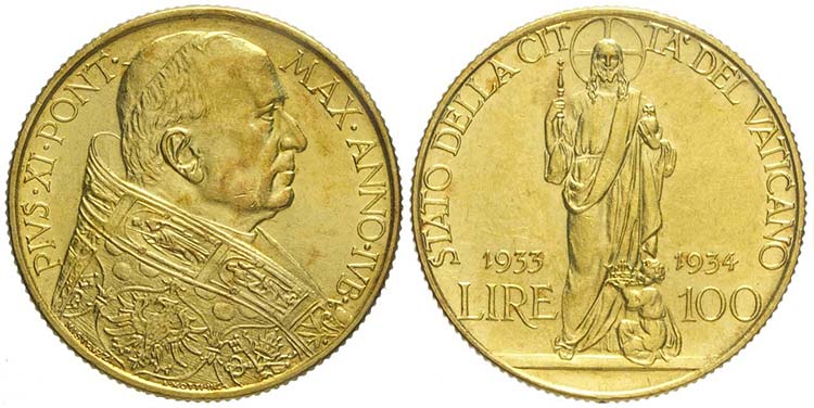 Roma, Pio XI, 100 Lire 1933-1934, ... 
