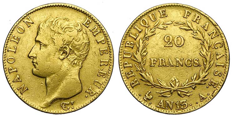 France, Napoleon I, 20 Francs AN ... 