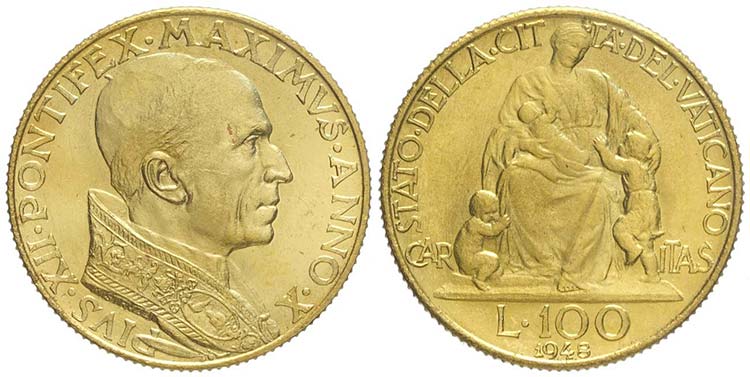 Roma, Pio XII, 100 Lire 1948, Rara ... 