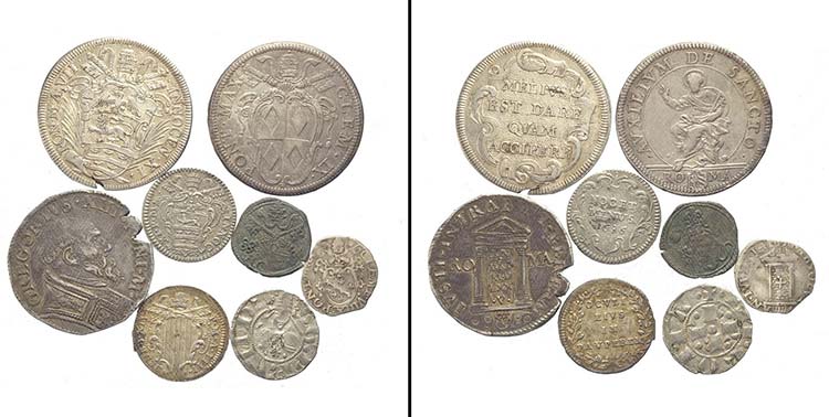Roma, Lotto di 8 monete, ... 