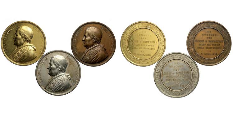 Pio IX - Set di 3 medaglie in ... 