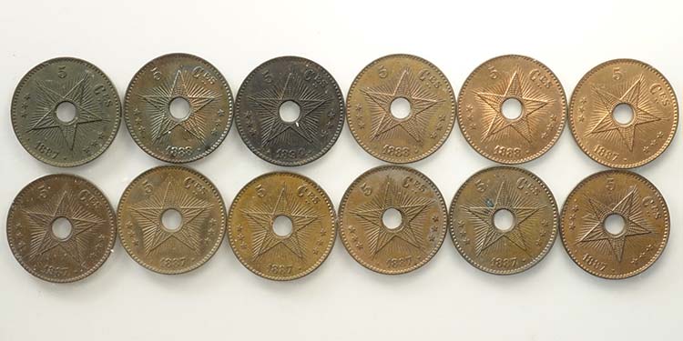 Congo, Lotto di 12 monete da 5 ... 