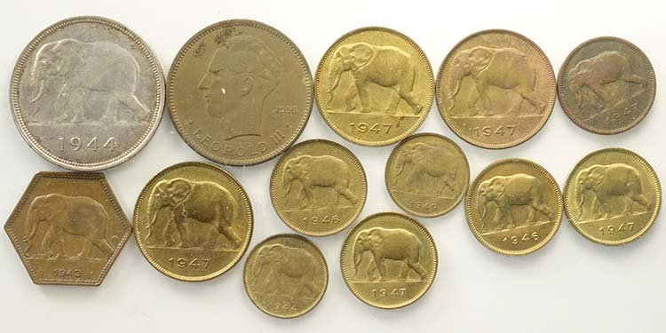 Congo, Lotto di 13 monete, ... 