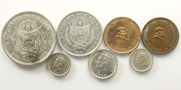 El Salvador, Lotto di 7 monete ... 