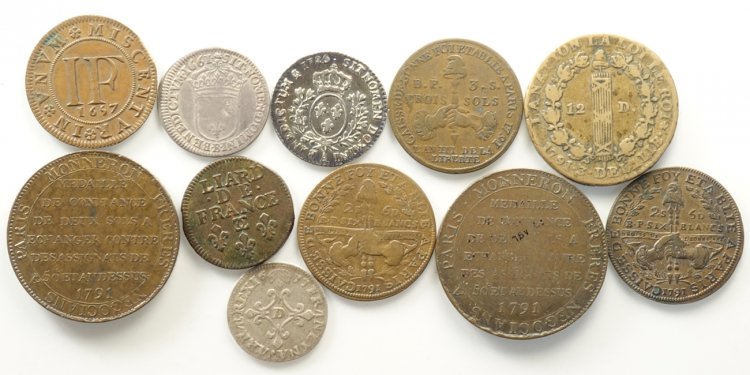 France, Lotto di 11 monete/tokens ... 