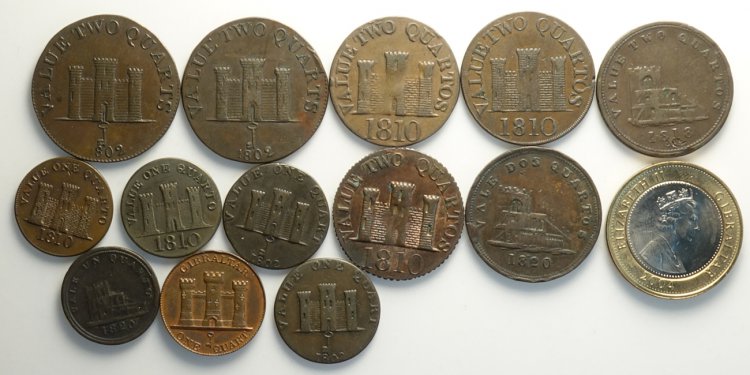 Gibraltar, Lotto di 14 monete, ... 