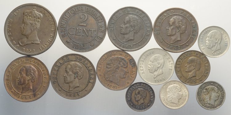 Haiti, Lotto di 13 monete ... 