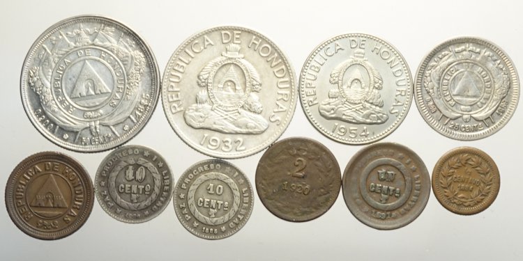 Honduras, Lotto di 10 monete ... 