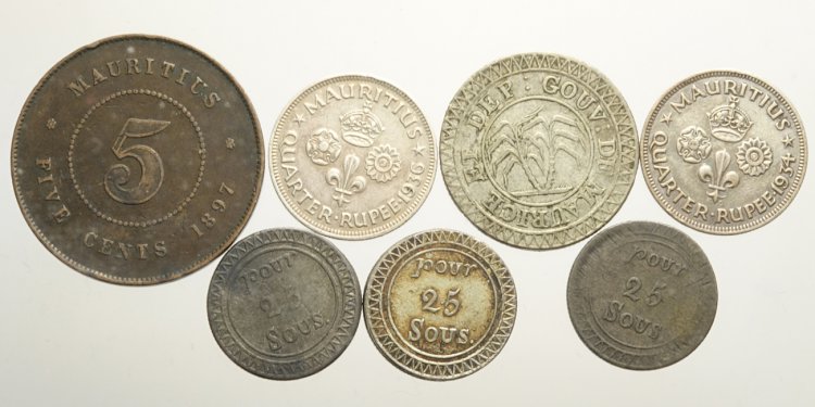 Mauritius, Lotto di 7 monete, ... 