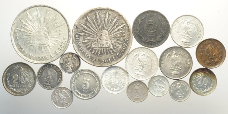 Mexico, Lotto di 17 monete ... 