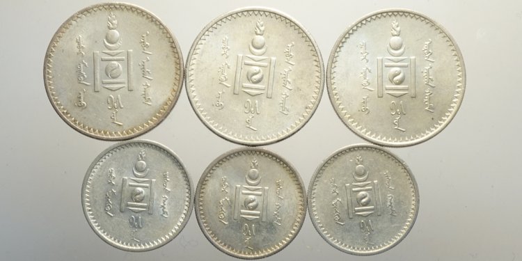 Mongolia, Lotto di 7 monete, ... 