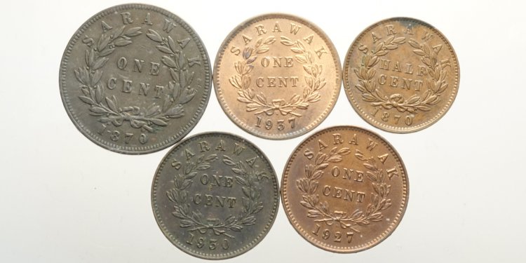 Sarawak, Lotto di 5 monete ... 