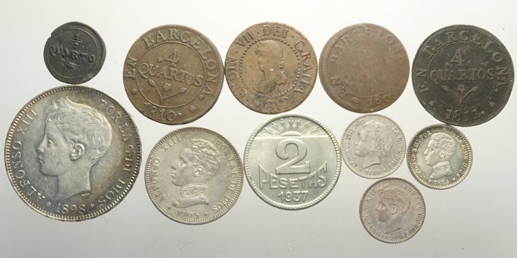 Spain, Lotto di 11 monete ... 