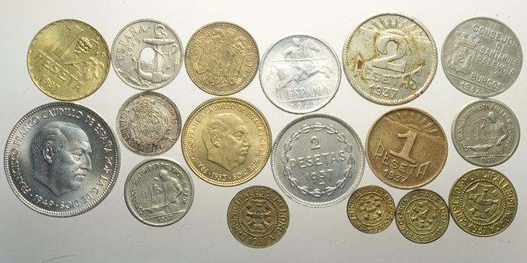 Spain, Lotto di 17 monete ... 