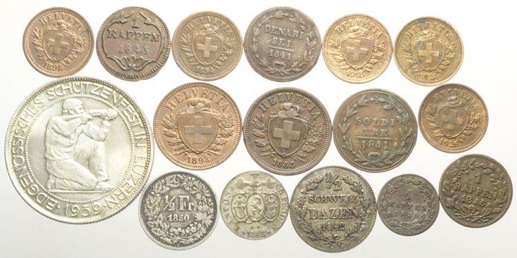 Switzerland, Lotto di 16 monete ... 