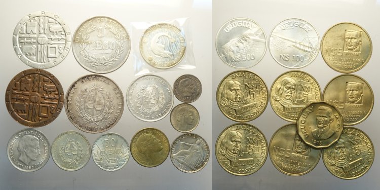 Uruguay, Lotto di 23 monete ... 
