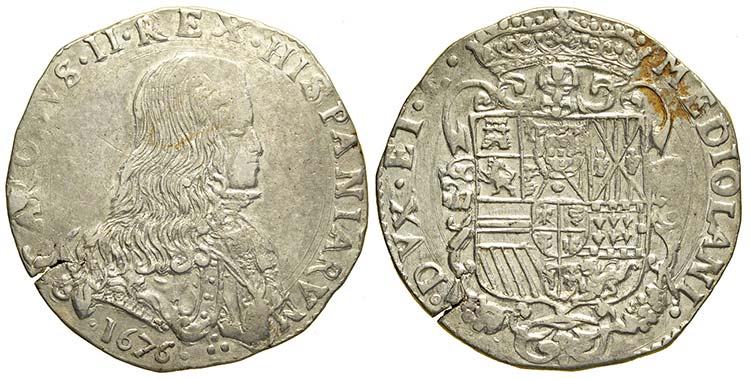 Milano, Carlo II, Filippo 1676, Ag ... 