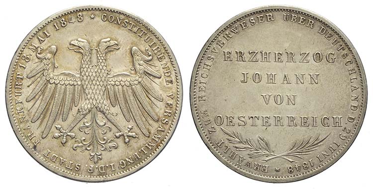 Germany, Frankfurt, 2 Gulden 1848, ... 