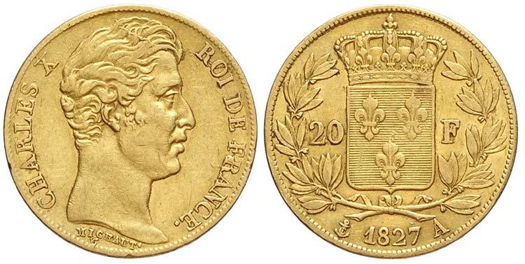 France, Charles X, 20 Francs 1827 ... 