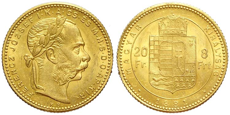 Hungary, Franz Joseph I, 20 Francs ... 