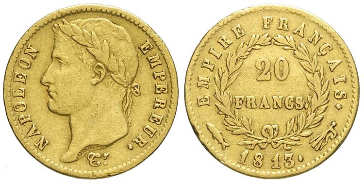 France, Napoleon I, 20 Francs 1813 ... 