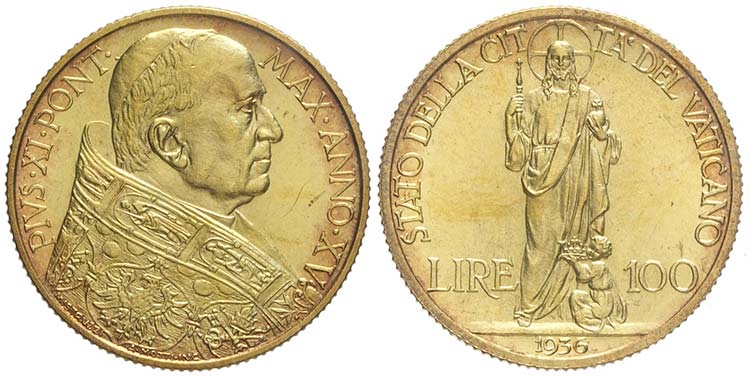 Roma, Pio XI, 100 Lire 1936, Rara ... 