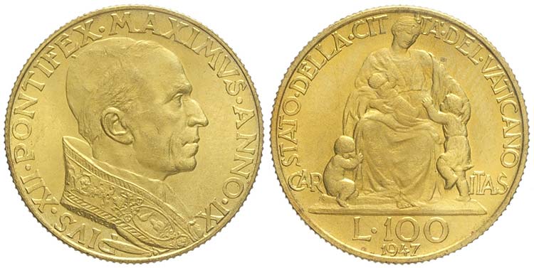 Roma, Pio XII, 100 Lire 1947, RR ... 
