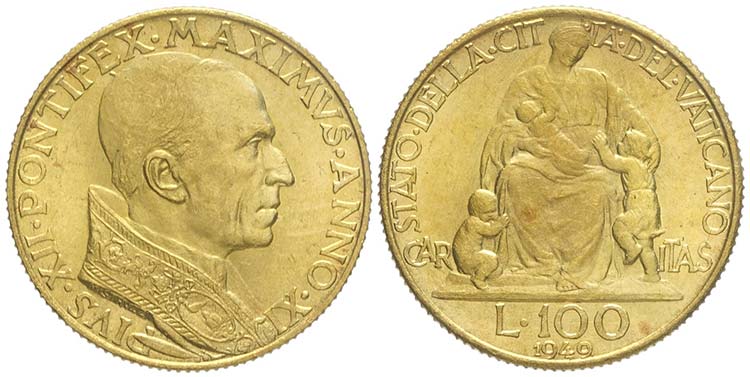 Roma, Pio XII, 100 Lire 1949, RR ... 