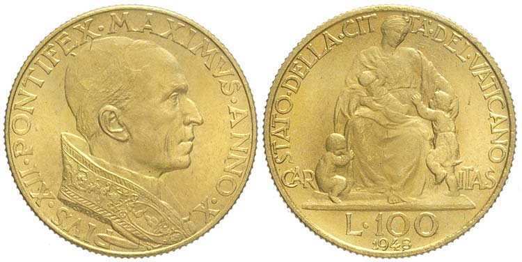 Roma, Pio XII, 100 Lire 1948, Rara ... 
