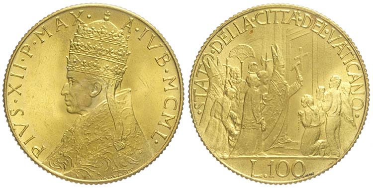 Roma, Pio XII, 100 Lire 1950, Au ... 