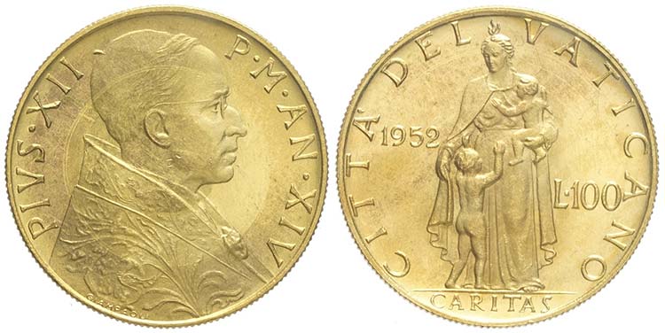 Roma, Pio XII, 100 Lire 1952, RR ... 