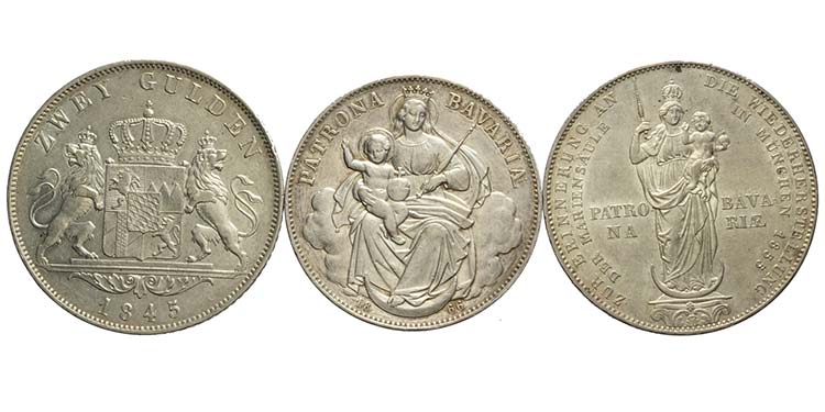 Germany, Bavaria, 2 Gulden 1845, 2 ... 