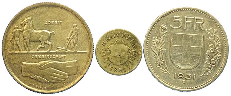 Switzerland, Lotto di 3 monete, ... 