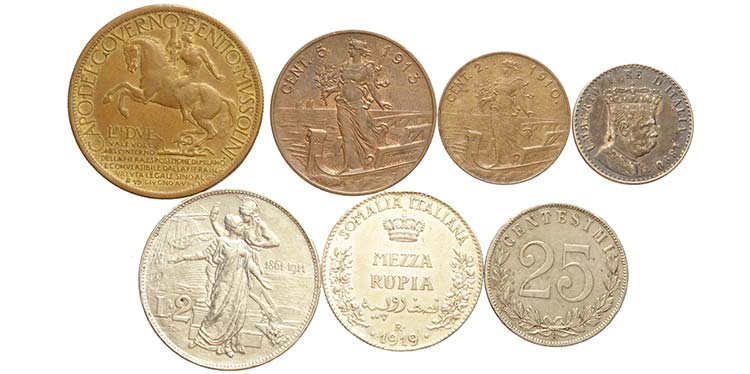Regno dItalia, Lotto di 7 monete: ... 