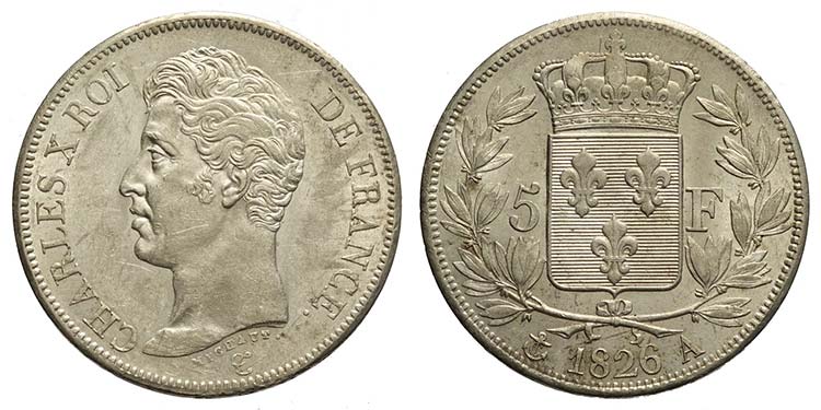 France, Charles X, 5 Francs ... 