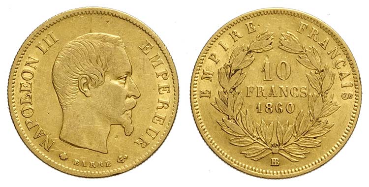 France, Napoleon III, 10 Francs ... 