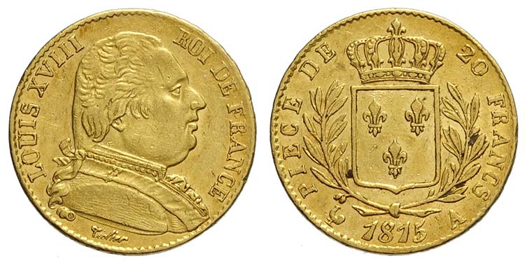 France, Louis XVIII, 20 Francs ... 