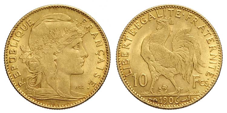 France, Republic, 10 Francs 1906, ... 