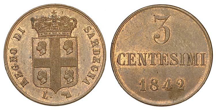 Savoia, Carlo Alberto, 3 Centesimi ... 