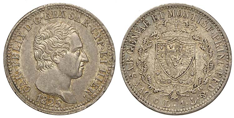 Savoia, Carlo Felice, Lira 1825 ... 