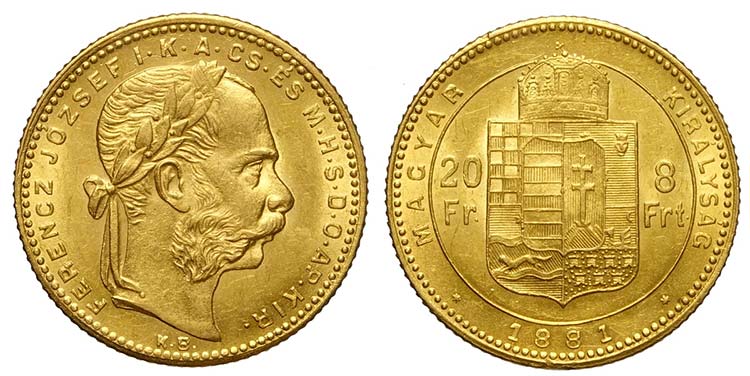 Hungary, Franz Joseph I, 20 Francs ... 