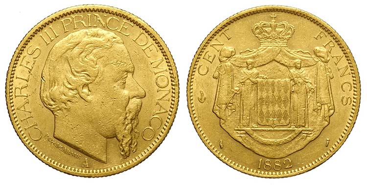 Monaco, Charles III, 100 Francs ... 