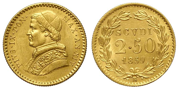 Roma, Pio IX, 2,50 Scudi 1859 anno ... 